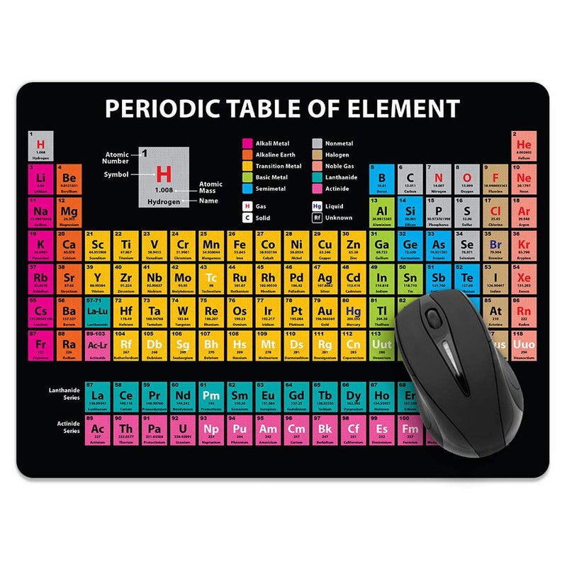 WIRESTER Extra Large (X-Large) Size Non-Slip Rectangle Mousepad, WIRESTER Periodic Table of Elements Black Mouse Pad for Home, Office and Gaming Desk - Image 1